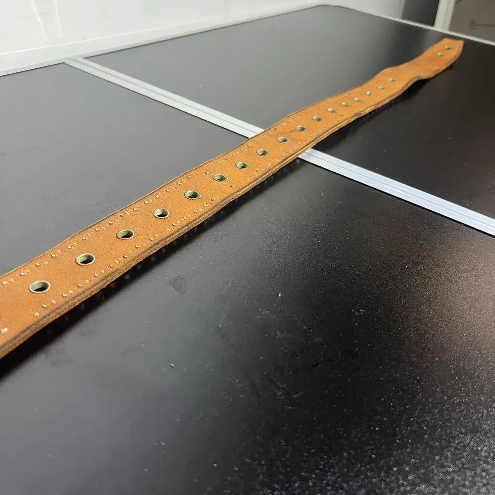 HTC Hollywood Trading Company Studded Grommet Leather Belt Brown 40